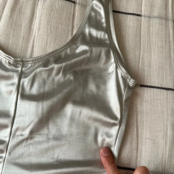 Vintage Gold Crown Label Victoria’s Secret Union Made Metallic Silver Swimsuit S - Picture 10 of 10